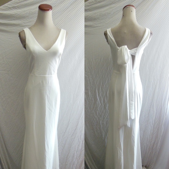 NEW LULUS This Bliss IVORY Sleeveless TIE-BACK Mermaid Maxi WEDDING DRESS Gown - Picture 3 of 16